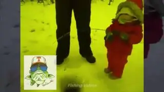 Look at this!! Future Fisherman - So Cute - Ice Fishing
