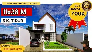 Desain Rumah Scandinavian 11x38 M (2 Lantai) 5 Kamar Tidur | Bpk Naufal - Jasa Desain Rumah Kediri