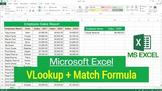 MS Excel - VLookup with Match Function | How to use VLookup with Match Formula in Microsoft Excel