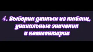 4. Выборка данных из таблиц, уникальные значения и комментарии