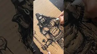 MAHADEV : Drawing with Feather 🪶 #artshorts #shiva #artvideos