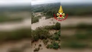 Aerial Footage Captures Orco River Flooding Northern Italy