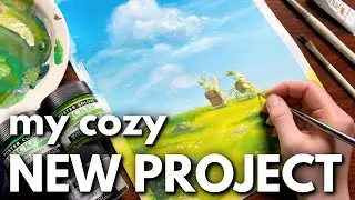 cozy art vlog 🎨 testing a new GOUACHE METHOD + designing a meadow themed nursery