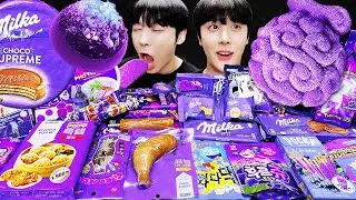 ASMR MUKBANG | 직접 만든 갤럭시 꿀젤리 퍼플 디저트 아이스크림 먹방 & 레시피 DESSERT GALAXY HONEY JELLY CANDY