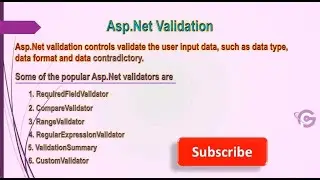 Part 1. Validation in asp.net, asp net validation, Programminggeek