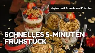 Joghurt mit Granola und Früchten (wenig Kalorien) | gesundes Frühstück | gesundes Dessert |