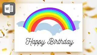 Happy Birthday 🎉 🌈 card in Microsoft Word - simple tutorial for beginners, easy to follow, rainbow