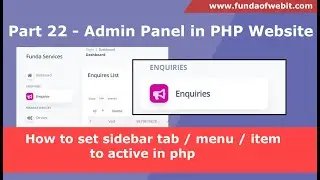 Part 22 - How to set sidebar tab / menu / item to active in php