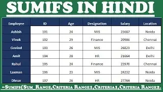 How to use SUMIFS formula in excel Hindi