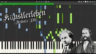 J.Strauss II/L.Godowsky - Künstlerleben (Artist's Life) [Piano Tutorial] (Synthesia)