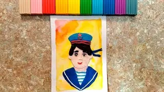 Аппликация Моряк из пластилина 🚢