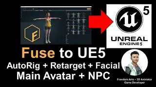 Mixamo Fuse to Unreal Engine 5 - Rigging + Facial Morph + Retargeting + Main Avatar + NPC - Tutorial