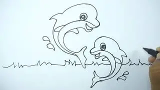 Learn colors for kids, Lets color Dolphins and Learn sea Animals.