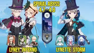 C0 Lyney - Emilie Inferno & C6 Lynette Storm | Spiral Abyss Version 4.8 - 4.7 | Genshin Impact