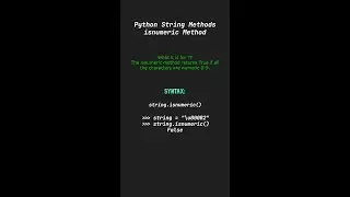 isnumeric Method - Python String Methods