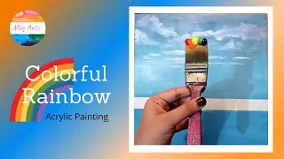 🌈 Easy Rainbow Acrylic Painting ll Relaxing Painting for Beginners