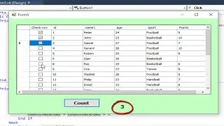 Programming in vb.net: datagridview count  checked rows using access database