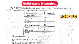 Moisture Content, Density & Energy Content | Solid waste Numerical