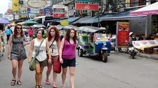 Walking In Night Market In Bangkok, Thailand