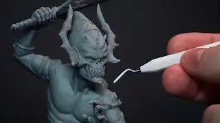 Sculpting WARHAMMER DEMON miniature. How to sculpt a polymer clay miniature. TUTORIAL