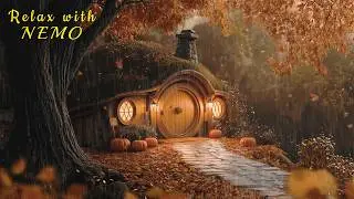 Cozy Hobbit House in a Rainy Autumn Forest | Soothing Autumn Rain & Falling Leaves for Sleep & Relax