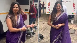 Shweta Tiwari Gets Snapped In A Promising-Purple Saree At The Sets Of Aapka Apna Zakir!