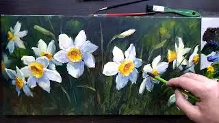 How to Paint White Flowers. Canvas Painting for Beginners