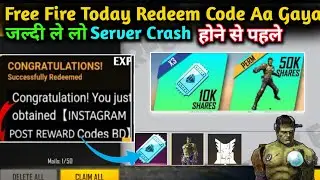 Free Fire Today Redeem Code || Rampage Party Redeem Code Day 6 || Instagram Facebook Redeem Code