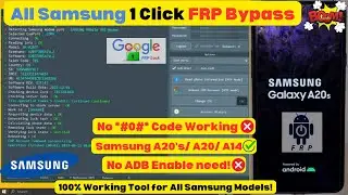 All  Samsung FRP Bypass 1 Click *#0*# Not Working A20s Samsung, No ADB Enable Fail new FRP Tool 🔥👌