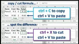 Excel Training Tip: The difference between Cutting and Copying a Formula