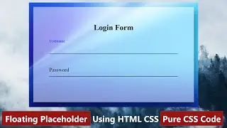 Floating Placeholder Form Using Html Css | Pure Css Code