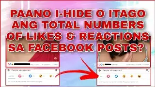 PAANO I-HIDE o ITAGO ANG TOTAL NUMBERS OF LIKES & REACTIONS SA FACEBOOK POSTS TUTORIAL | GhenTraya