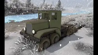 🚚Spintires: Тяжелые испытания для первой четырехоски ЯГ-12 на карте Зимняя сказка со снегом на грязи