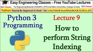 Python 3 Tutorial in Hindi 9 - String Indexing in Python - Tutorial for Beginners