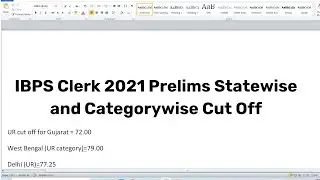 IBPS CLERK 2021 STATEWISE & CATEGORYWISE CUT OFF | IBPS CLERK 2021 PRELIMS CUT OFF | IBPS CLERK 2021