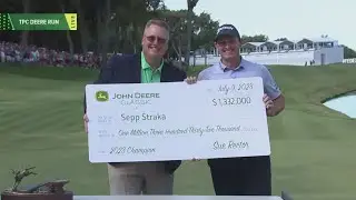 Sepp Straka accepts trophy  following John Deere Classic win