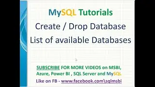 Create or Drop databases in MySQL