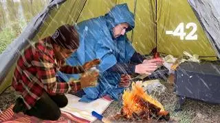 Extreme Winter Camping in Alaska: Maiden Voyage (-46C) Hot Tent Camping in Deep Snow