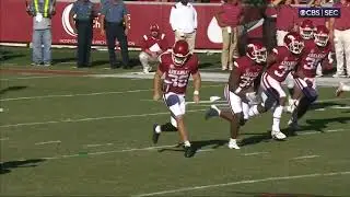 Arkansas kicker recovers own onside kick vs Alabama 2022 College Football