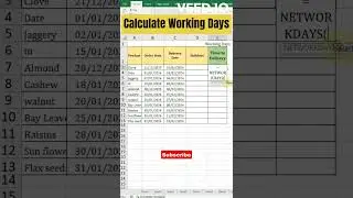 Calculate Working Days #excel #shorts #ytshorts #exceltutorial #shortvideo