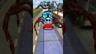 ALL SIZE CURSED THOMAS THE TANK ENGINE TRAIN FAMILY FROM SMALL TO BIG  - CARS FREEWAY in Gmod !