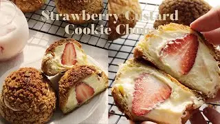 Strawberry Custard Cookie Choux (Puff Pastry) Recipe