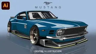 Adobe Illustrator tutorial | Ford Mustang boss 302 | Modified | Digital art | Speed art #fyp