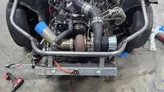 welding a tubed front end on a big turbo ls 240sx