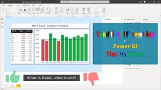 Conditional Formatting in Power BI | Plan Vs Actual KPI graph and Table