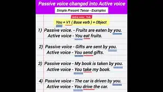 passive voice changed into active voice present simple tense examples