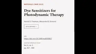 Dye Sensitizers for Photodynamic Therapy | RTCL.TV