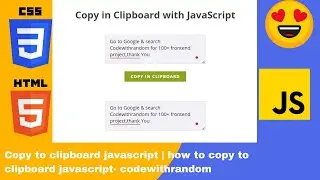 Copy to clipboard javascript | how to copy to clipboard javascript- codewithrandom