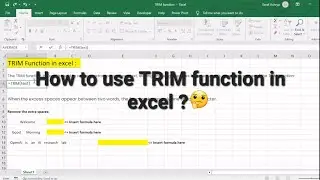 TRIM function in excel | How to use trim function in excel | Trim function excel | Basic excel