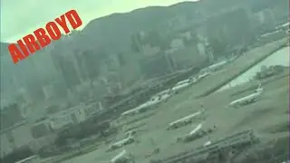 Cockpit View Landing Hong Kong Kai Tak Airport (1998)